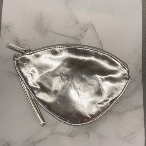Silver makeup bag with zipper